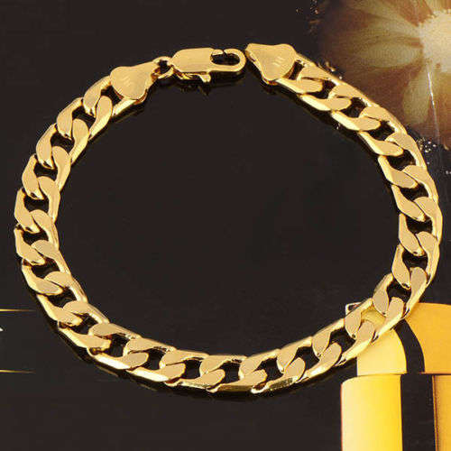 Mens Stunning 9K Yellow Gold Filled Single Link HandChain  ( 23cm )